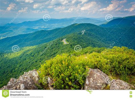 View Of The Blue Ridge Mountains From Little Stony Man Cliffs I Stock