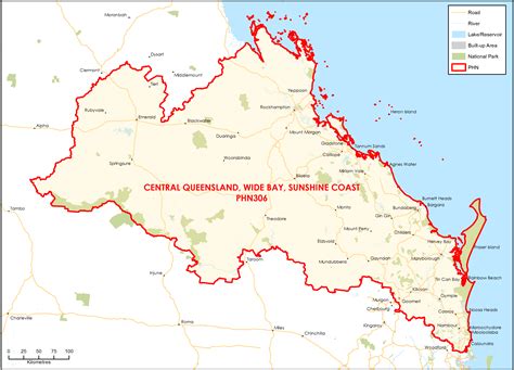 central queensland wide bay sunshine coast primary health network phn map topographic