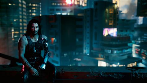 Sfondi Cyberpunk 2077 Immagine Dello Schermo Johnny Silverhand Keanu Reeves Notte