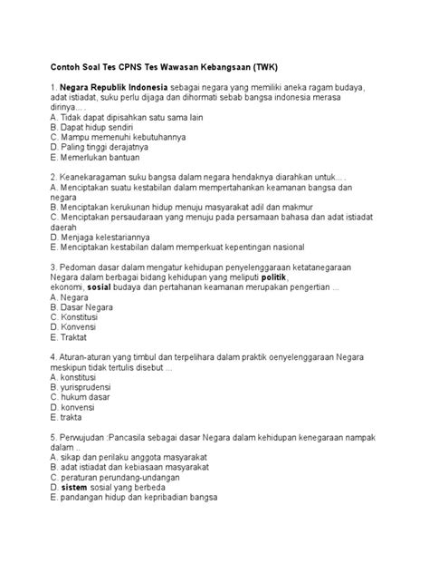 Untuk anda yang lulus seleksi administrasi, telah cetak kartu ujian serta telah mengetahui lokasi dan jadwal tes. Contoh Soal Tes CPNS