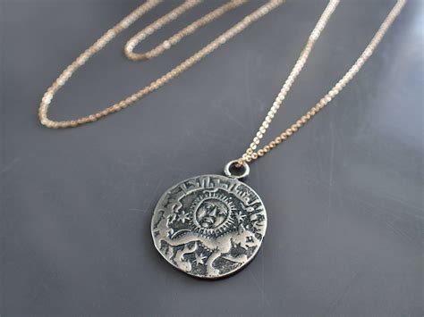 Long Mixed Metal Coin Necklace Sterling Silver Round Etsy Initial