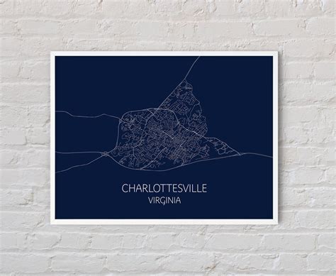 Charlottesville Map Print Poster University Of Virginia Etsy Poster