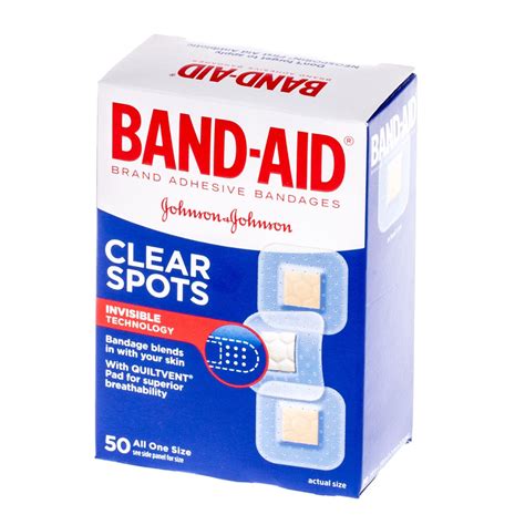 Band Aid Clear Spots Invisible Adhesive Bandages Box Of 50 First Aid