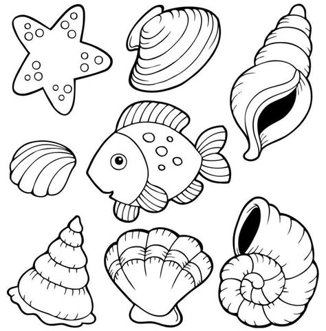 Coloriage Coquillages Et Un Poisson Télécharger Et Imprimer Gratuit