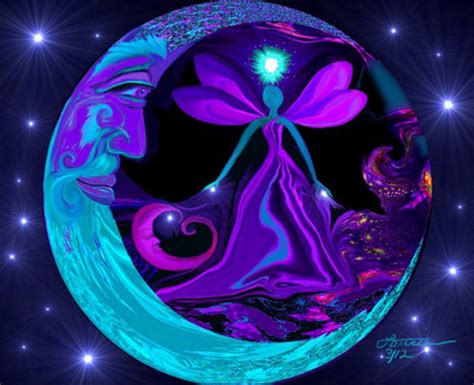 Moon Stars Art Fairy Fantasy Night Sky Reiki Healing The Mystic