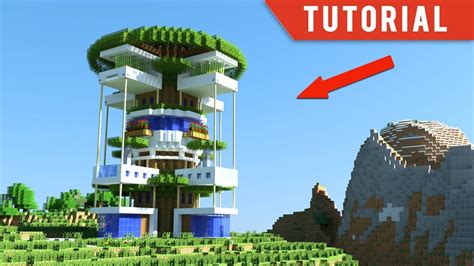 Minecraft How To Build A Modern Tree House Modern Treehouse Tutorial