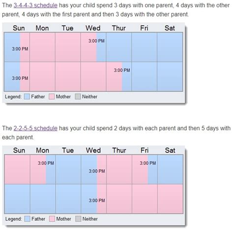 3 3 4 4 Custody Schedule Template Printable Word Searches