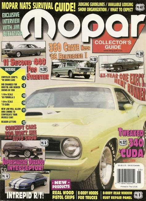 By mopar enthusiast on february 15, 2018 in videos 0. MOPAR COLLECTORS GUIDE 1998 MAY - INTREPID RT, BLOWN ...