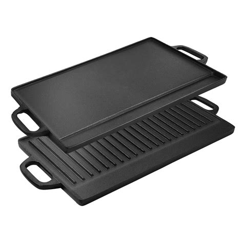 50x23cm Non Stick Cast Iron Reversible Griddle Plate Outdoor Bbq Hob