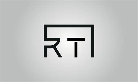 Letter Rt Logo Design Rt Logo With Square Shape In Black Colors Vector
