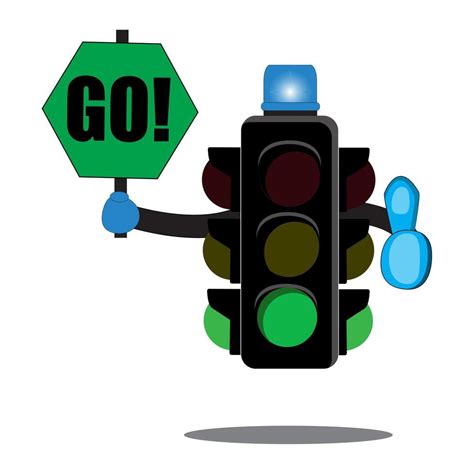 Green Traffic Light Cartoon Illustration Holding Go 6146220 Vector Art