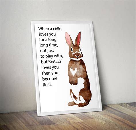 Velveteen Rabbit Watercolor Art You Become Real Quote Etsy
