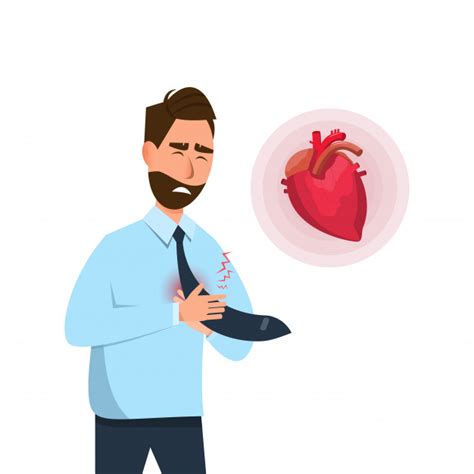 Man Have Early Symptoms Of Heart Attack Vector Premium Download