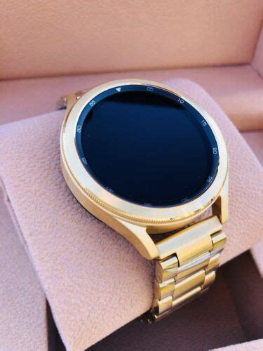 Custom 24k Gold 46mm Plated Samsung Galaxy Watch 4 Gold Bezel Gray And