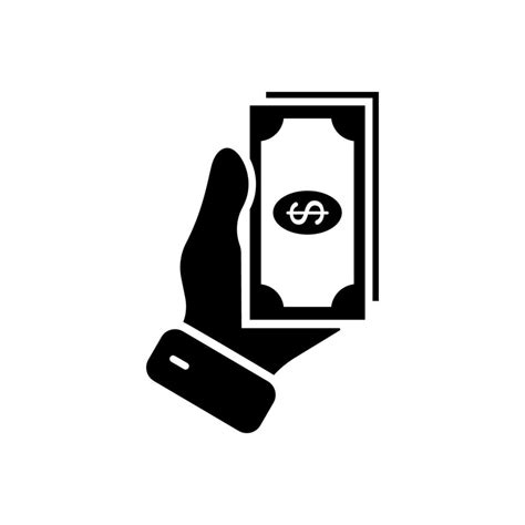 Pay Cash Silhouette Icon Hand Hold Dollar For Payment Glyph Pictogram