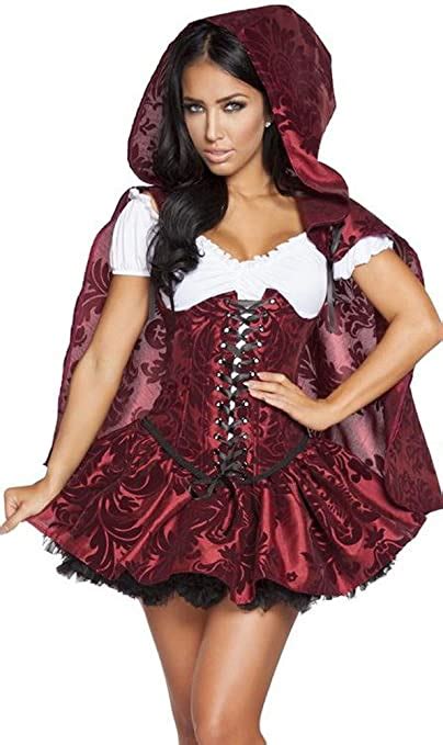 Musotica Sexy Gothic Red Riding Hood Halloween Costume Burgundy Large Amazonca Clothing