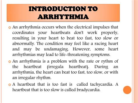 Ppt Arrhythmia Causes Symptoms And Treatment Powerpoint