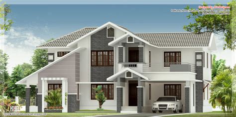 4 Bedroom Sloped Roof House Elevation Kerala Home Design And Floor Plans
