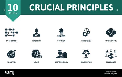 Crucial Principles Outline Set Creative Icons Connection Integrity