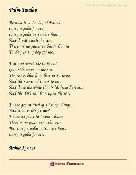 Palm Sunday Poem By Arthur Symons