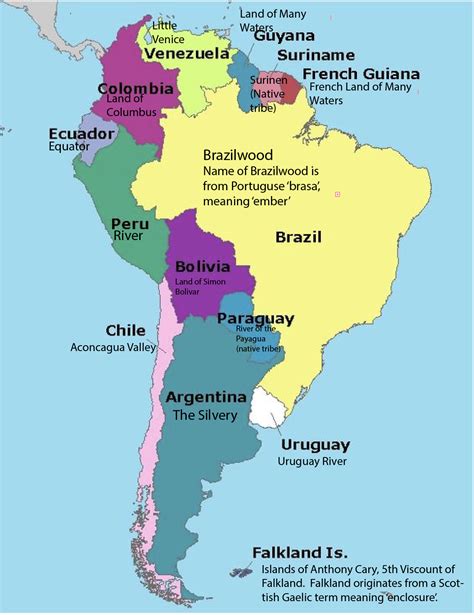 Etymological Map Of South America Etymology