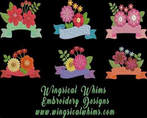Flower Banner Set Machine Embroidery Design