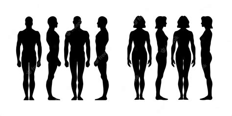 Premium Vector Silhouette Figure Of A Person In Front Back Side Man