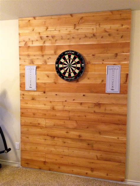 Diy or custom backing surfaces? Dart board with accent wall for the game room! And we actually did it ourselves! | Basement wall ...