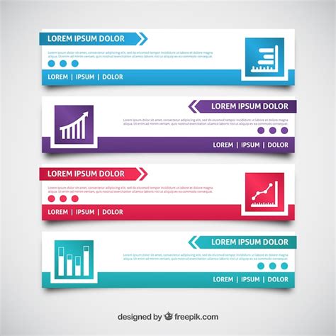 Free Vector Several Infographic Banners With Different Colors In Flat