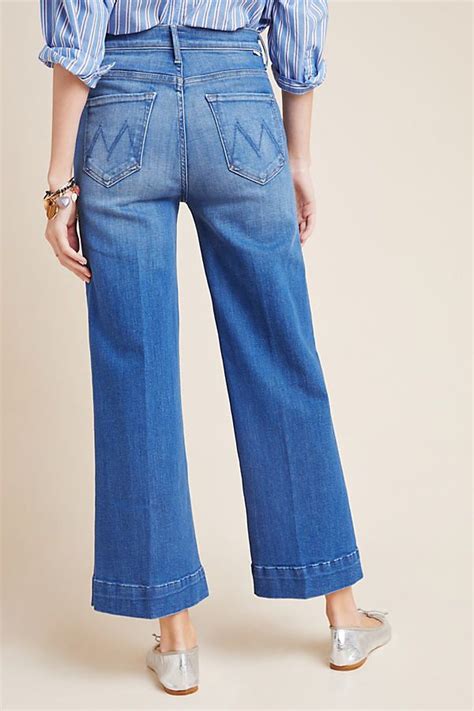 Mother The Swooner Ultra High Rise Cropped Wide Leg Jeans By In Blue