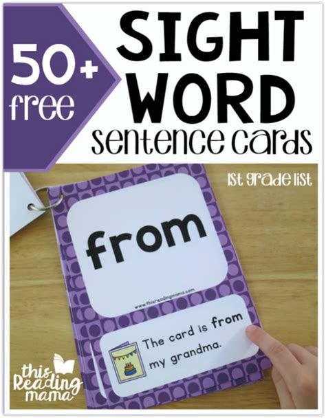Sight words flash cards instruction. First Grade Sight Word Sentence Cards {FREE!} - This Reading Mama