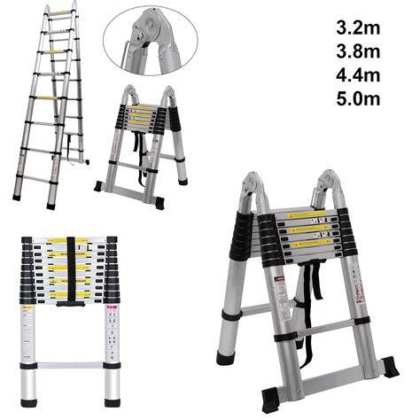 Ladders 5m Double Telescopic Ladder Versatile Foldable Extendable