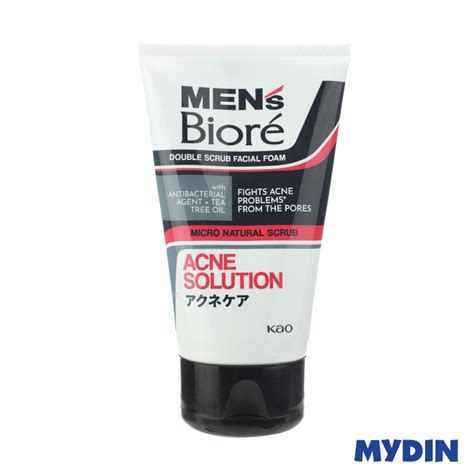 Men S Biore Double Scrub Facial Foam Acne Solution G Shopee