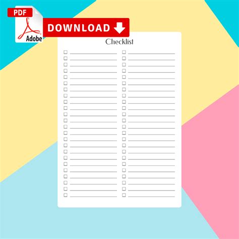 Checklist Templates Download Printable Pdf