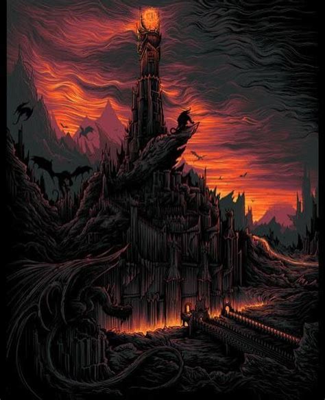 The moon cast silver light throughout the courtyards and streets, and reflected off the marble walls, so that it seemed to shine. Minas Morgul by @danmumfordraws : lotrmemes