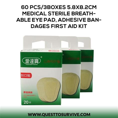 60 Pcs3boxes 58x82cm Medical Sterile Breathable Eye Pad Adhesive Bandages First Aid Kit