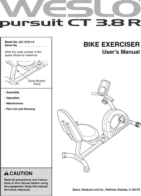 Weslo proform bike seat pad bottom part 6052927. Weslo 831218110 User Manual PURSUIT CT 3.8 R Manuals And ...