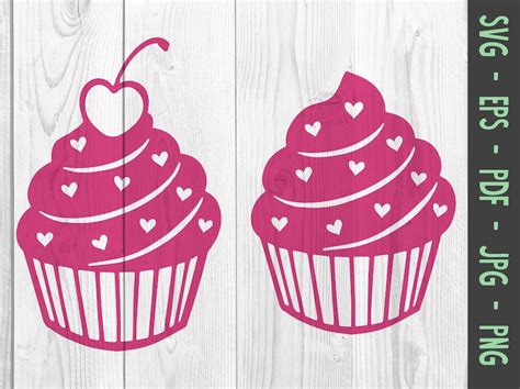 Love Cupcake Svg Cupcake Svg Cutting Files Heart Cupcake Etsy