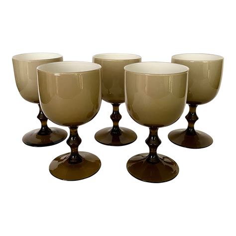 Vintage Carlo Moretti Glass Goblets Set Of 5 Chairish
