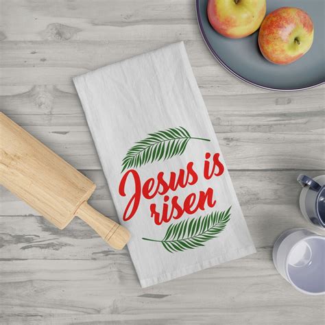 He Is Risen Tea Towel 28 X 28 Cotton Easter Etsy