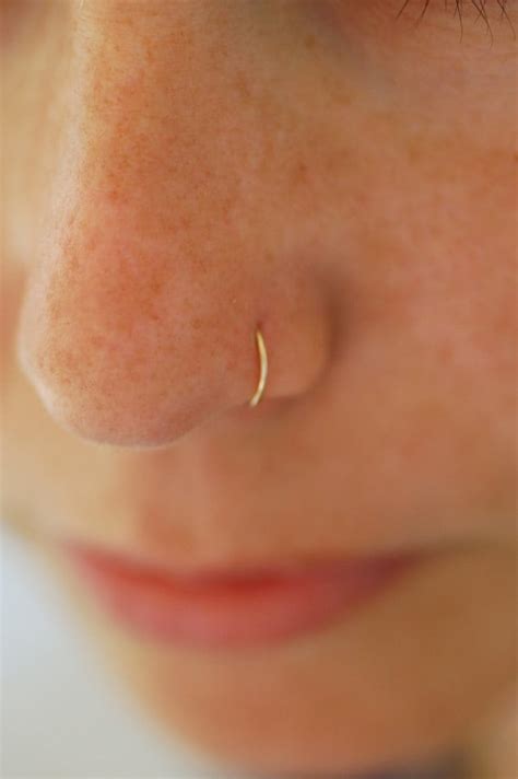 Small Gold Nose Hoop Gauge Gold Nose Ring K Gold Nose Etsy