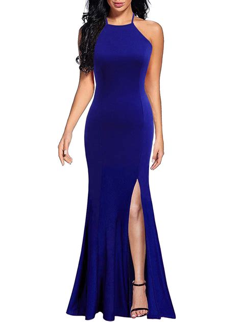 Lyrur Womens Elegant Sleeveless Sheath Maxi Party Gown Royal Blue Prom Formal Dresses Mermaid