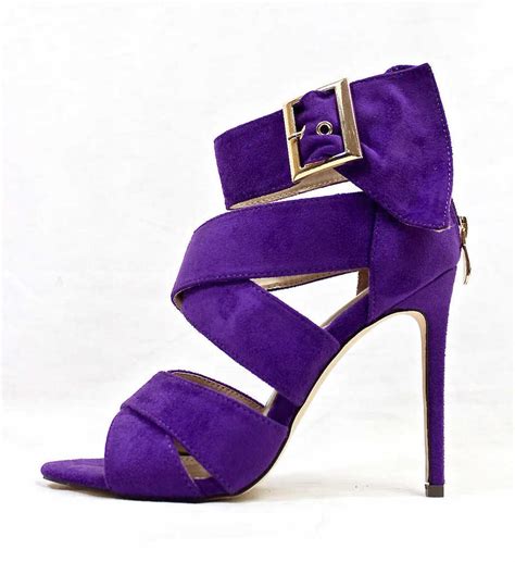 Barbara Purple Strappy Wowtrendz Stiletto High Heel Sandals