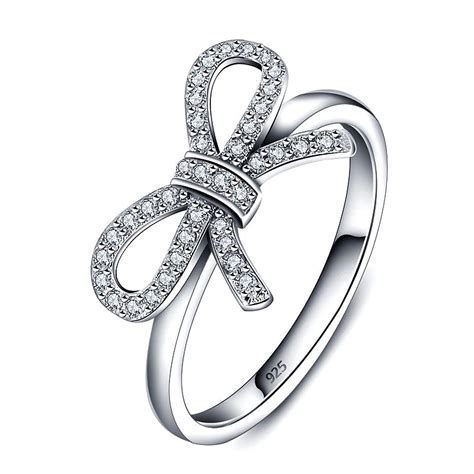 Sterling Silver Bow Ring With Cubic Zirconia Diamond Diamond Wedding