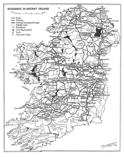 Map Of Irelands Ancient Roads By Olochlainn 1940 Map Ancient