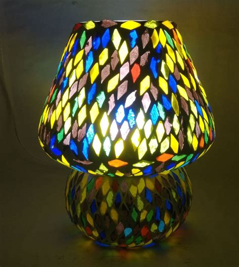 Mosaic Table Lamp Big Made In Glass Night Lamp Handmade For Interior