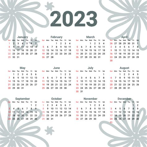 Simple 2023 Calendar Calendar 2023 Monthly Calendar Png Transparent