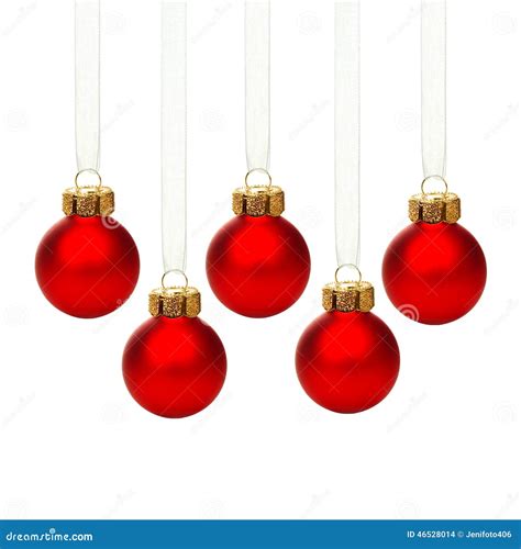 Hanging Red Christmas Ornaments Isolated Stock Photo Image 46528014