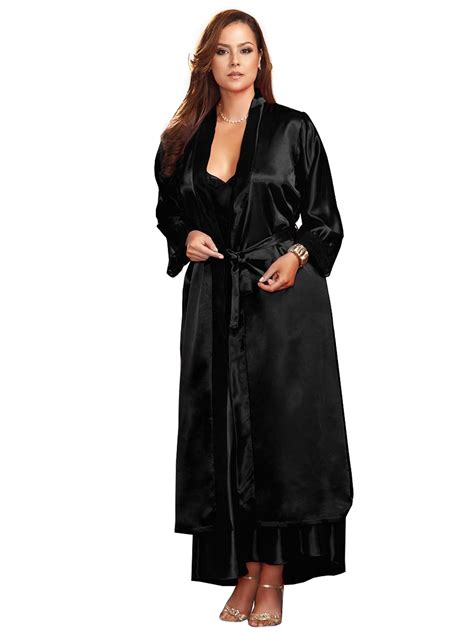 Full Figure Plus Size Long Satin Robe Ebay