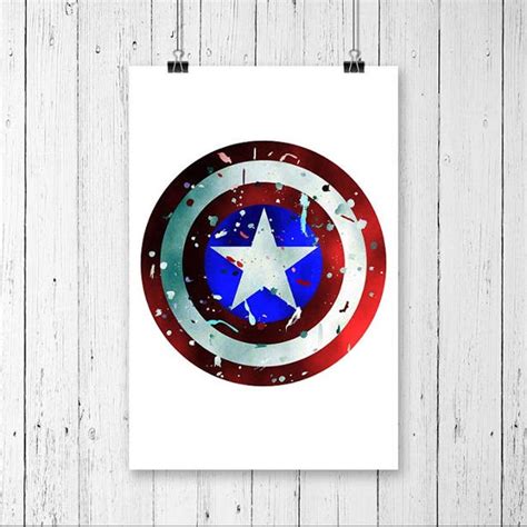 Captain Americas Shield Watercolor Art Print S004 Etsy Uk